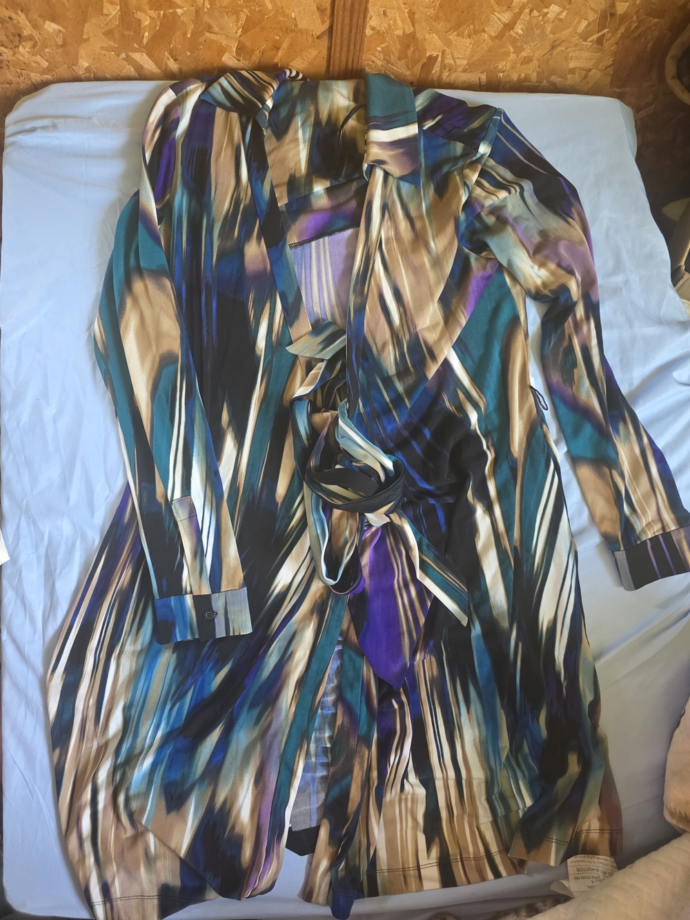 Calvin Klein Multicolor Abstract Long Sleeve Wrap Dress